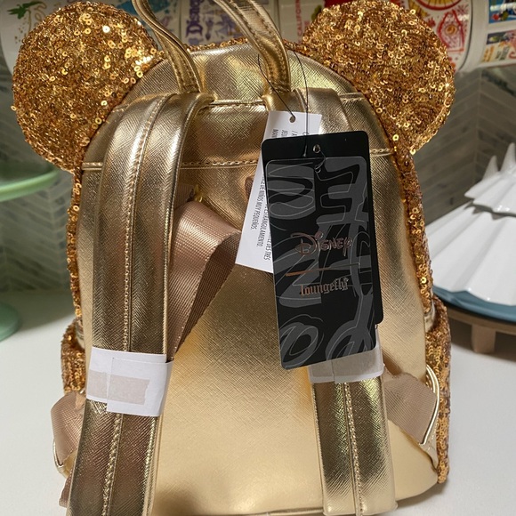 Loungefly Disney Yellow Gold Sequins Backpack - Picture 4 of 7